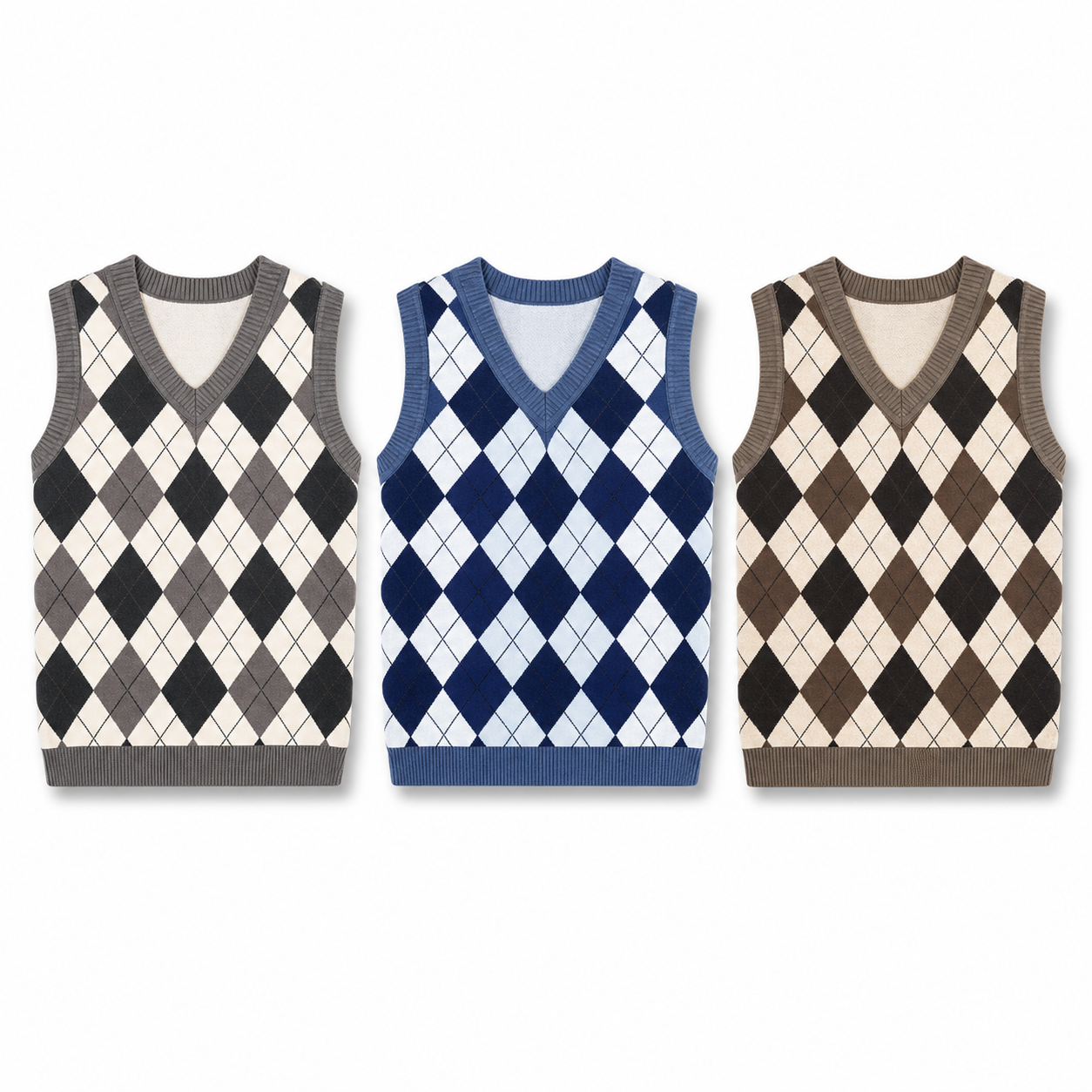 Kids’ Plaid Sweater Vest – Three Colour Options white background product image